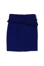 Current Boutique-Nanette Lepore - Black & Blue Houndstooth Peplum Skirt Sz 10