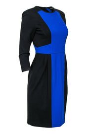 Current Boutique-Nanette Lepore - Black & Blue Paneled Cropped Sleeve Sheath Dress Sz 4