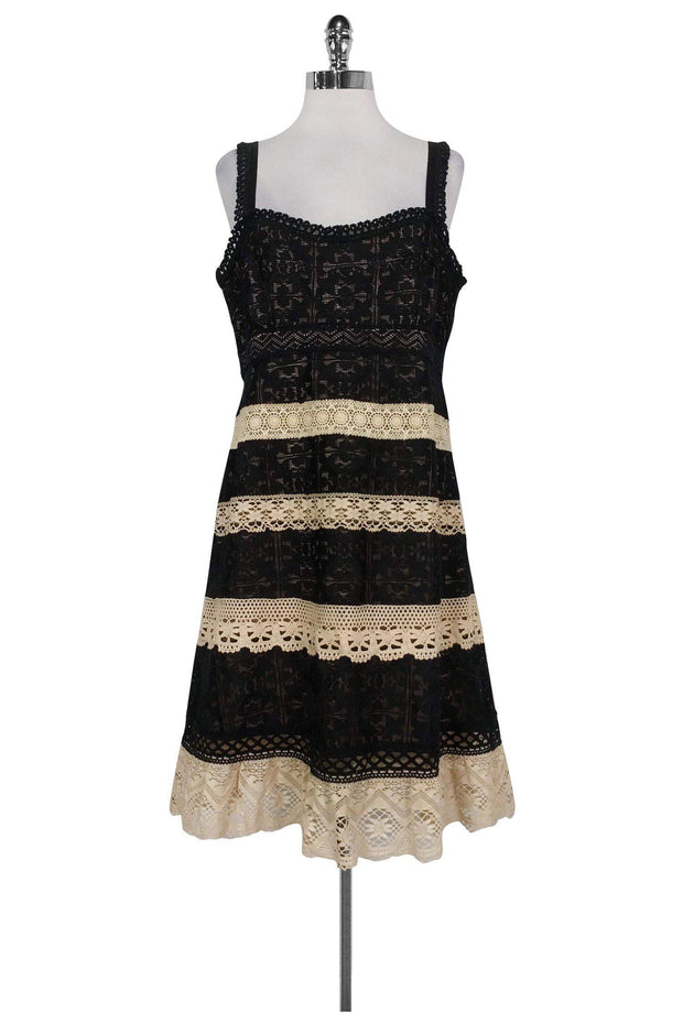 Current Boutique-Nanette Lepore - Black & Cream Lace Dress Sz 10