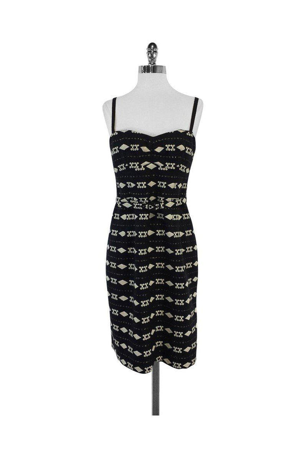 Current Boutique-Nanette Lepore - Black & Cream Print Cotton Blend Dress Sz 6