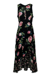 Current Boutique-Nanette Lepore - Black Floral Ruffle Maxi Dress Sz 14