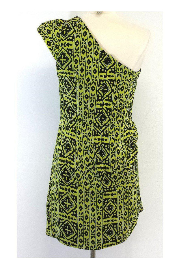 Current Boutique-Nanette Lepore - Black & Green One Shoulder Silk Dress Sz 6