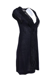 Current Boutique-Nanette Lepore - Black Knit Sheath Dress w/ Rope Details Sz S