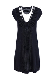 Current Boutique-Nanette Lepore - Black Knit Sheath Dress w/ Rope Details Sz S