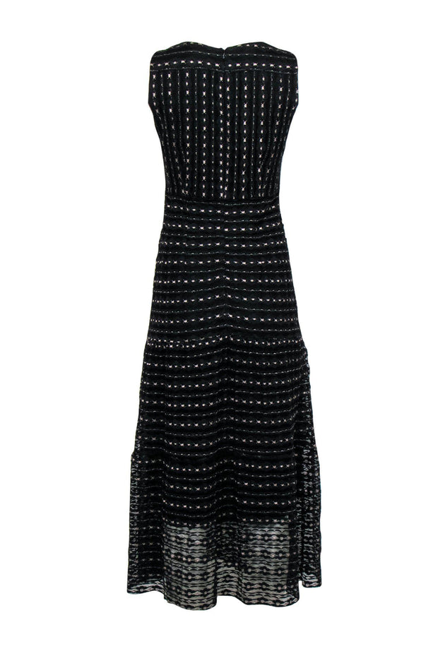 Current Boutique-Nanette Lepore - Black Lace & Pink Metallic Keyhole Maxi Dress Sz 0