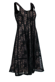 Current Boutique-Nanette Lepore - Black Lace Scoop Neck Flared Dress Sz 6