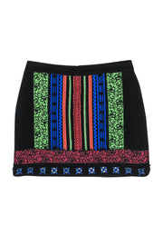 Current Boutique-Nanette Lepore - Black Miniskirt w/ Multicolored Lace Design & Beading Sz 0
