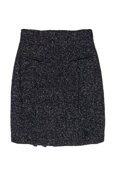 Current Boutique-Nanette Lepore - Black & Purple Tweed Wool Blend Pencil Skirt Sz 2