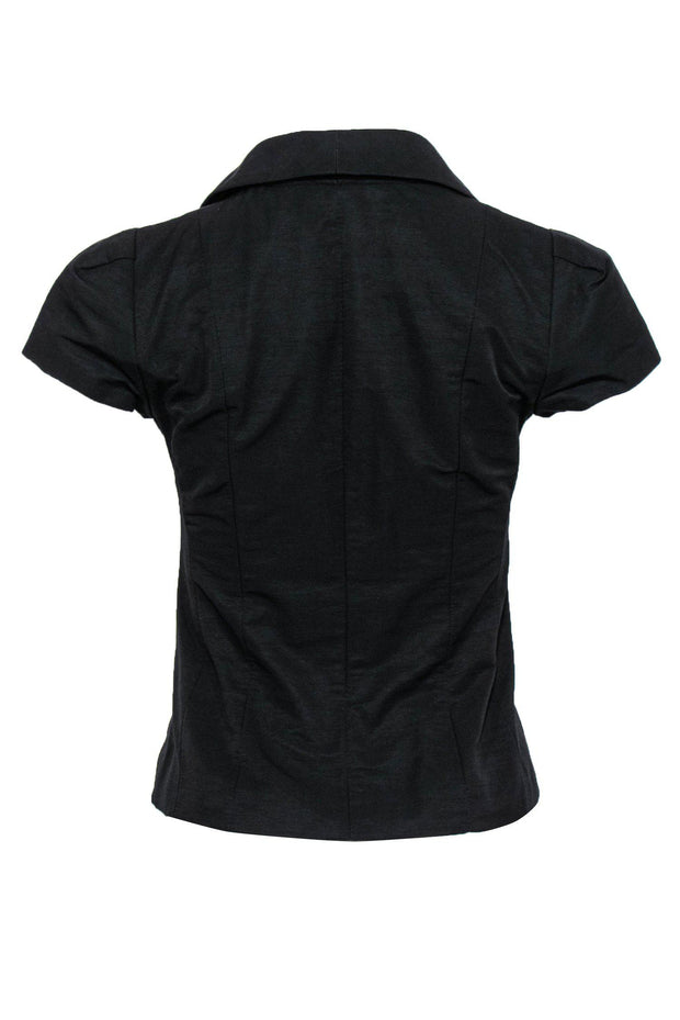 Current Boutique-Nanette Lepore - Black Short Sleeve Blazer w/ Bow Neck Sz S