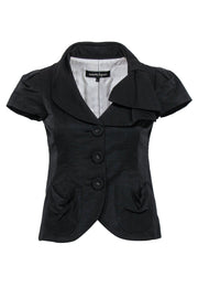 Current Boutique-Nanette Lepore - Black Short Sleeve Blazer w/ Bow Neck Sz S