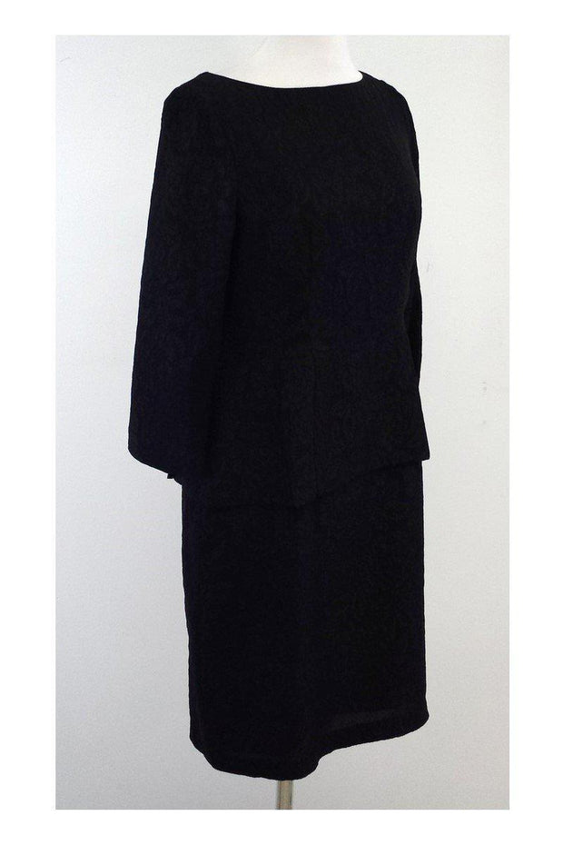 Current Boutique-Nanette Lepore - Black Silk Brocade Long Sleeve Dress Sz 6