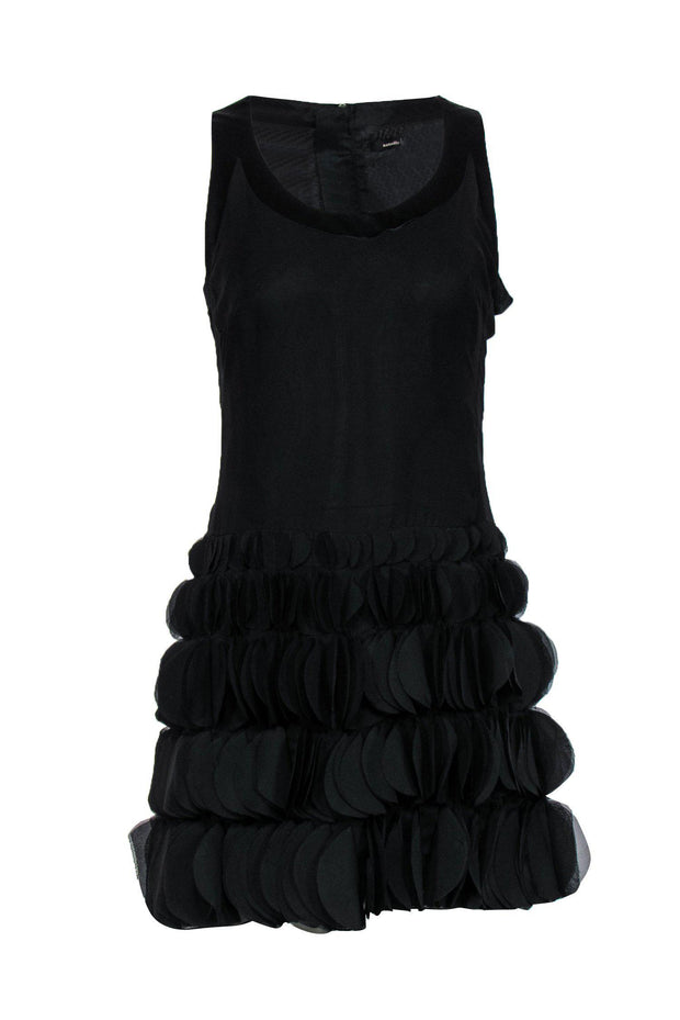 Current Boutique-Nanette Lepore - Black Sleeveless Drop Waist Shift Dress w/ Ruffle Skirt Sz 2