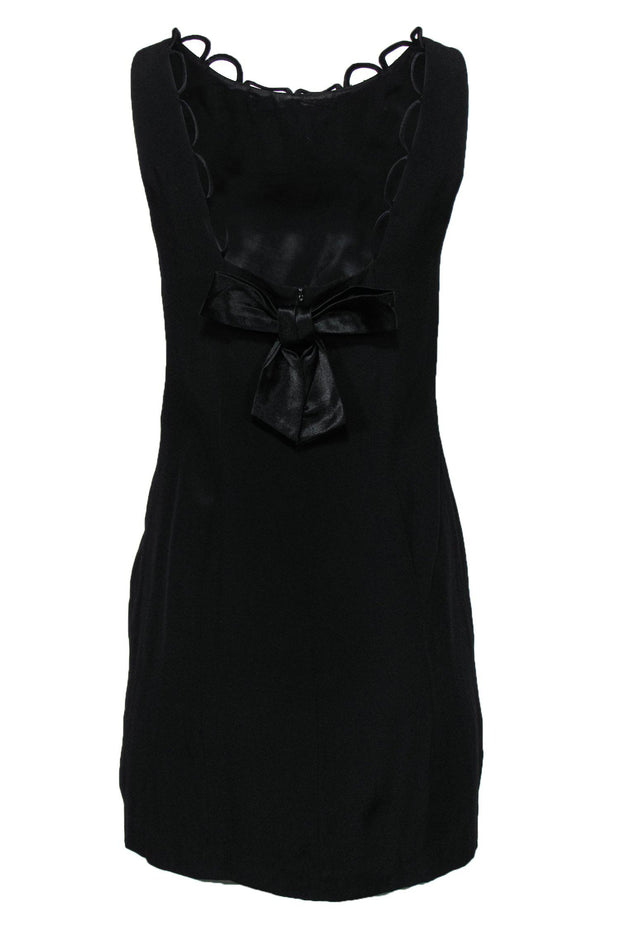 Current Boutique-Nanette Lepore - Black Sleeveless Shift Dress w/ Loop Design & Back Bow Sz 6