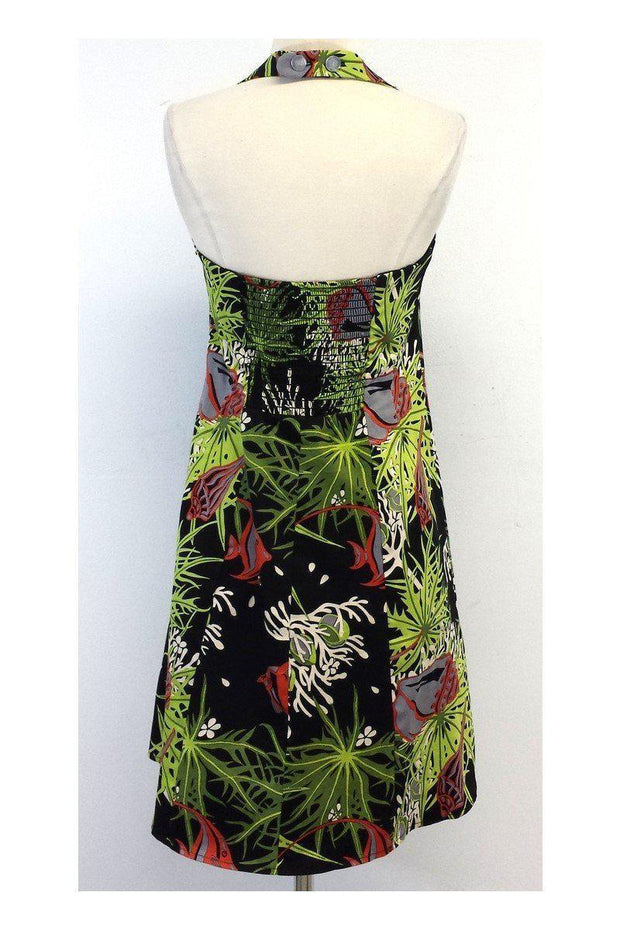 Current Boutique-Nanette Lepore - Black Underwater Print Halter Dress Sz 4
