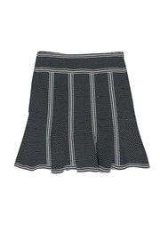 Current Boutique-Nanette Lepore - Black & White Polka Dot Flare Skirt w/ Striped Trim Sz 0