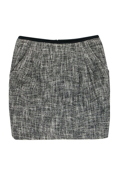 Current Boutique-Nanette Lepore - Black & White Woven Tweed Pocket Skirt Sz 2