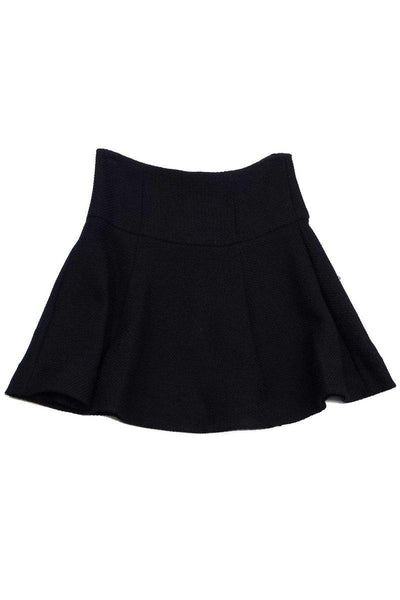 Current Boutique-Nanette Lepore - Black Woven Nylon Skater Skirt Sz 2