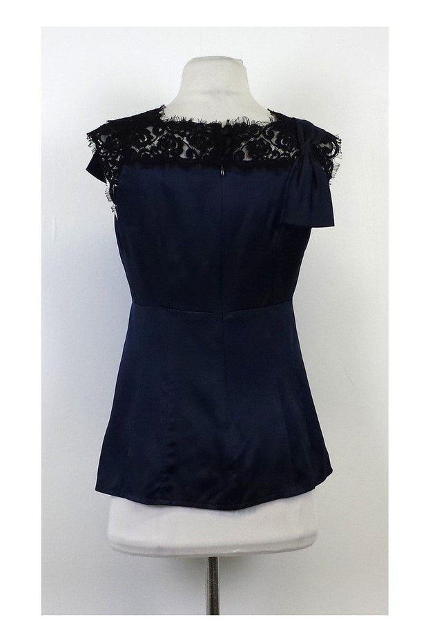 Current Boutique-Nanette Lepore - Blue & Black Silk Blouse Sz 4