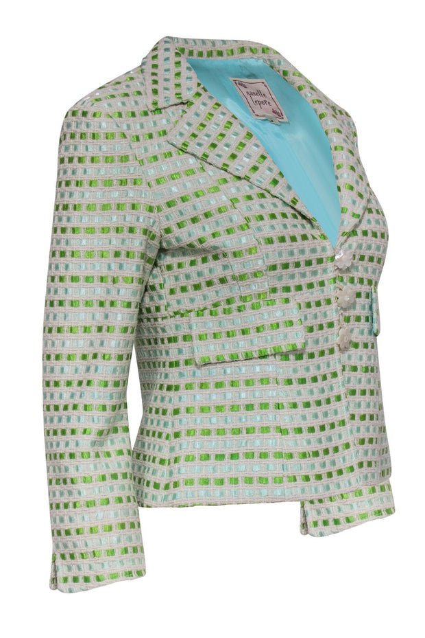 Current Boutique-Nanette Lepore - Blue & Green Textured Blazer Sz 4
