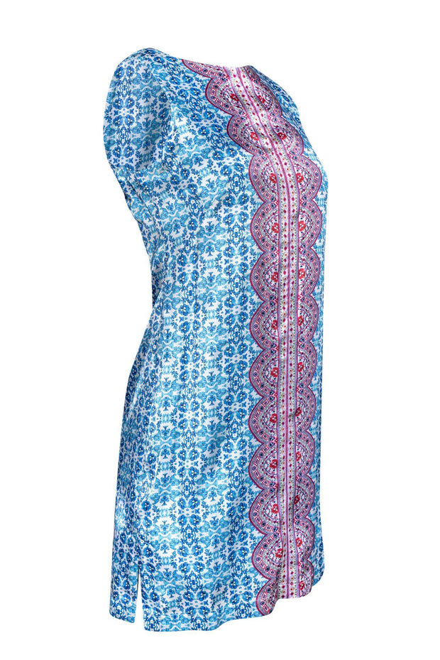 Current Boutique-Nanette Lepore - Blue & Pink Patterned Dress Sz 0