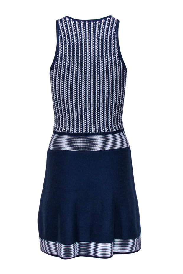 Current Boutique-Nanette Lepore - Blue & White Zipper-Front Knit Dress Sz XS