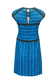 Current Boutique-Nanette Lepore - Bright Blue & Brown Lace Sheath Dress Sz 2