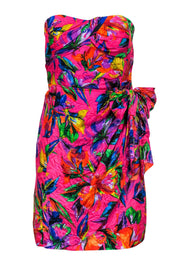 Current Boutique-Nanette Lepore - Bright Tropical Print Faux Strapless Wrap Dress Sz 0