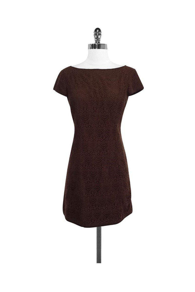 Current Boutique-Nanette Lepore - Brown Lace Shift Dress Sz 8