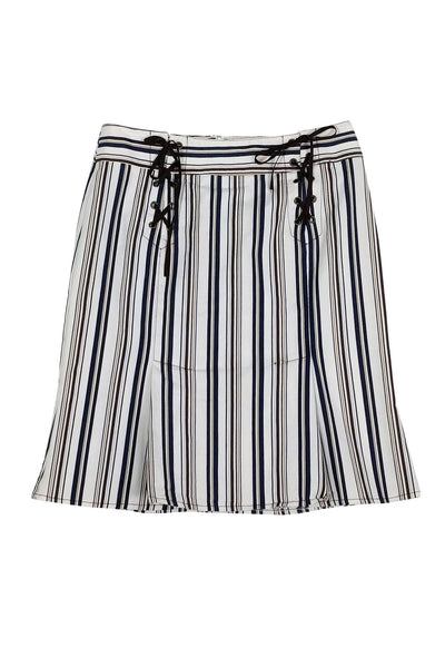 Current Boutique-Nanette Lepore - Brown & Navy Lace-Up Skirt - Sz 4