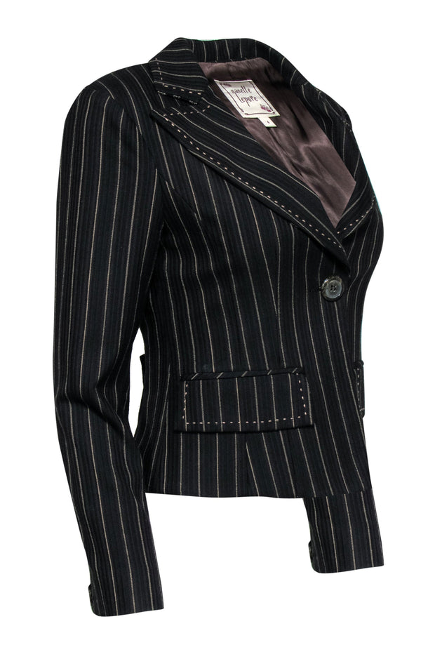 Current Boutique-Nanette Lepore - Brown Pinstriped Buttoned Blazer Sz 4