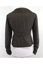 Current Boutique-Nanette Lepore - Brown Plaid Wool Ruffle Blazer Sz 8