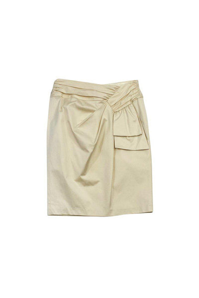 Current Boutique-Nanette Lepore - Cream Cotton Gathered Waist Skirt Sz 2