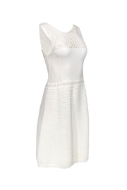 Current Boutique-Nanette Lepore - Cream Sleeveless Knit Fit & Flare Dress Sz L
