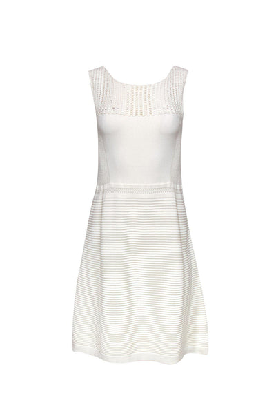 Current Boutique-Nanette Lepore - Cream Sleeveless Knit Fit & Flare Dress Sz L