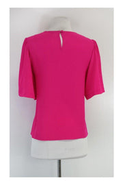 Current Boutique-Nanette Lepore - Fuchsia Silk Short Sleeve Blouse Sz 8