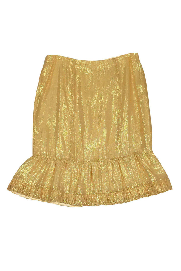 Current Boutique-Nanette Lepore - Gold Silk Metallic Skirt Sz 0