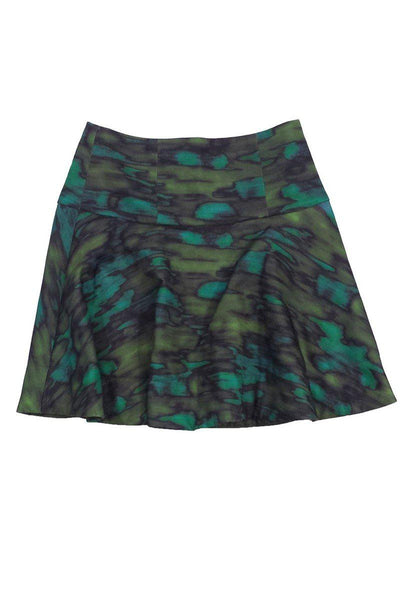 Current Boutique-Nanette Lepore - Green Abstract Print Flared Skirt Sz 4