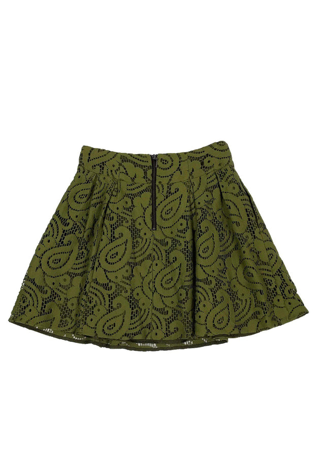 Current Boutique-Nanette Lepore - Green Lace Flared Skirt Sz 10