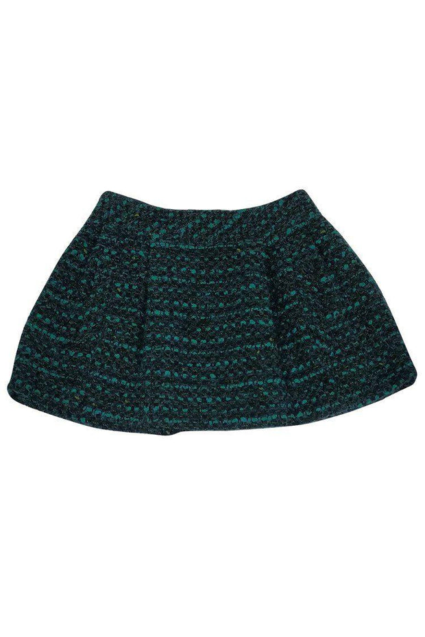 Current Boutique-Nanette Lepore - Green & Navy Flared Tweed Skirt Sz 2
