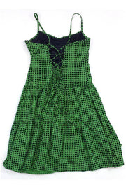 Current Boutique-Nanette Lepore - Green & Navy Polka Dot Spaghetti Strap Dress Sz 2