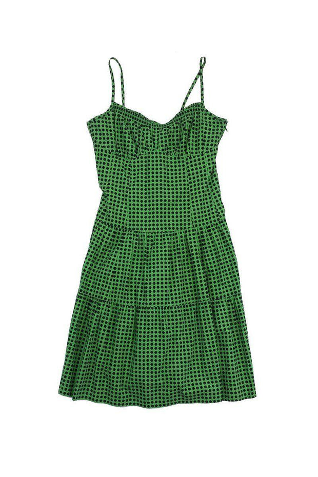 Current Boutique-Nanette Lepore - Green & Navy Polka Dot Spaghetti Strap Dress Sz 2