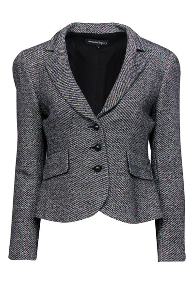 Current Boutique-Nanette Lepore - Grey & Green Metallic Knit Jacket Sz 8