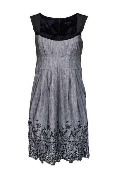 Current Boutique-Nanette Lepore - Grey Sweetheart Neckline Dress Sz 6