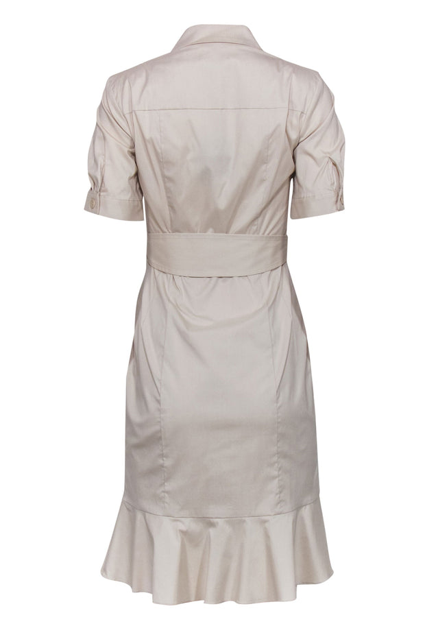 Current Boutique-Nanette Lepore - Khaki Cotton Blend Collared Shirt Dress Sz 2