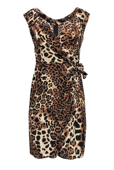 Current Boutique-Nanette Lepore - Leopard Print Silk Faux Wrap Dress Sz 8