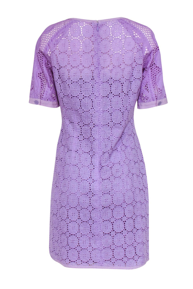 Current Boutique-Nanette Lepore - Lilac Lace & Eyelet Short Sleeve Sheath Dress Sz 8