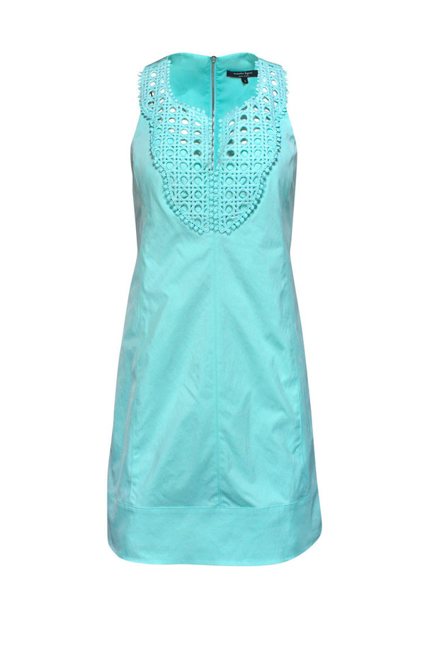 Current Boutique-Nanette Lepore - Mint Green Smock Dress w/ Crochet Bib Sz 6
