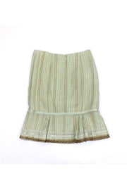 Current Boutique-Nanette Lepore - Mint & Tan Striped Lace Trim Skirt Sz 0