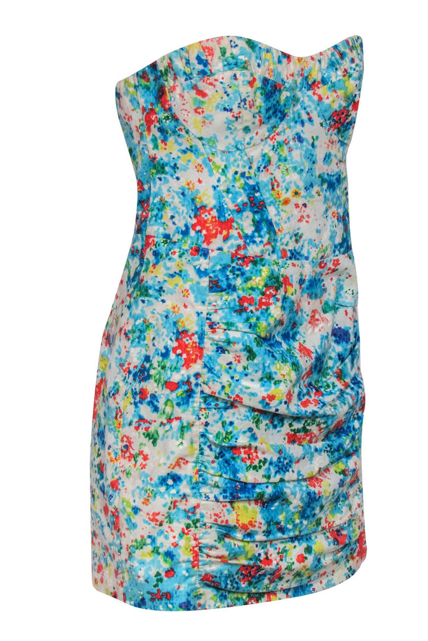 Current Boutique-Nanette Lepore - Multicolor Printed Strapless Ruched Dress Sz 6
