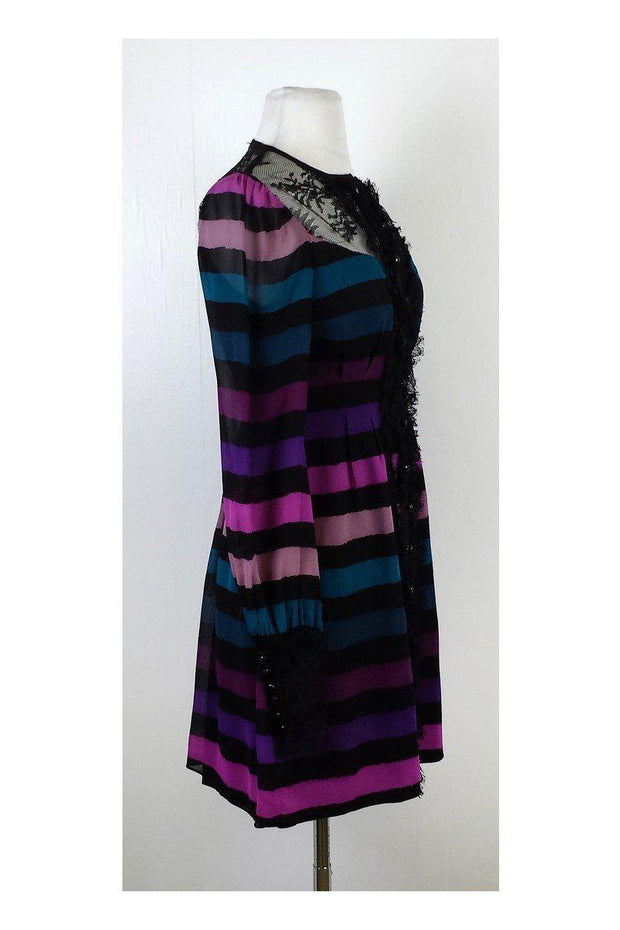 Current Boutique-Nanette Lepore - Multicolor Striped Silk Dress Sz 4